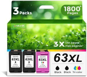 63XL Ink Cartridge Replacement for HP 63 XL Black Color Combo 3-Pack Fit for HP63 HP63XL 3830 4650 4652 4655 5200 5252 5255 5258 4520 4512 1112 2132 3630 3632 3631 2130 4510 4654 Printers 63XL Ink Cartridge Replacement for HP 63 XL Black Color Combo 3-Pack Fit for HP63 HP63XL 3830 4650 4652 4655 5200 5252 5255 5258 4520 4512 1112 2132 3630 3632 3631 2130 4510 4654 Printers