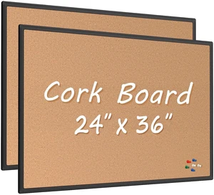 2-Pack Cork Board Bulletin Board 24 x 36, Black Aluminium Framed 2 x 3 Corkboard, Office Board for Wall Cork, Large Wall Mounted Notice Pin Board with 32 Push Pins for School, Home & Office 2-Pack Cork Board Bulletin Board 24 x 36, Black Aluminium Framed 2 x 3 Corkboard, Office Board for Wall Cork, Large Wall Mounted Notice Pin Board with 32 Push Pins for School, Home & Office