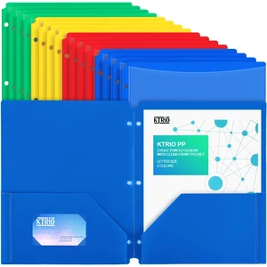 16 Pack 2 Pocket 3 Hole Folders, Clear Front Pocket, 4 Colors Letter Size Fit, Water-Resistant PP, Business Card Slot, 2 Pocket Storage, School Office Use 16 Pack 2 Pocket 3 Hole Folders, Clear Front Pocket, 4 Colors Letter Size Fit, Water-Resistant PP, Business Card Slot, 2 Pocket Storage, School Office Use