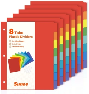 8 Tab Binder Dividers,Plastic Dividers for 3 Ring Binder,3 Ring Binder Dividers with Tabs for School Office Home Supplies,Bright Color, 6 Set 8 Tab Binder Dividers,Plastic Dividers for 3 Ring Binder,3 Ring Binder Dividers with Tabs for School Office Home Supplies,Bright Color, 6 Set