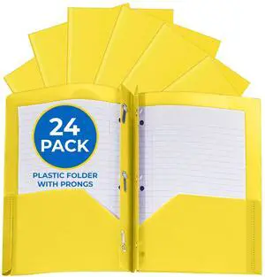 24 Pack Yellow Plastic Folders with Pockets Heavy Duty. 2 Pocket Folder with Prongs Bulk. Tear-Resistant Letter Size 8.5x11. Presentation Ready School and Office Supplies 24 Pack Yellow Plastic Folders with Pockets Heavy Duty. 2 Pocket Folder with Prongs Bulk. Tear-Resistant Letter Size 8.5x11. Presentation Ready School and Office Supplies