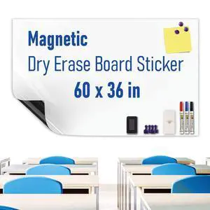 Magnetic Whiteboard Sticker - Adhesive Backing 60" x 36" Dry Erase Board for Wall Whiteboard Contact Paper for Office Home Include Starter Kit Magnetic Whiteboard Sticker - Adhesive Backing 60" x 36" Dry Erase Board for Wall Whiteboard Contact Paper for Office Home Include Starter Kit
