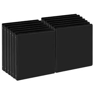0.5 Inch Black 3 Ring Binders 12 Pack, Slim Clear View Binder with 2 Interior Pockets, 1/2 Inch Round Ring Holds 100 Sheets of 8.5" x 11" Paper for School, Office, Meetings & Projects 0.5 Inch Black 3 Ring Binders 12 Pack, Slim Clear View Binder with 2 Interior Pockets, 1/2 Inch Round Ring Holds 100 Sheets of 8.5" x 11" Paper for School, Office, Meetings & Projects