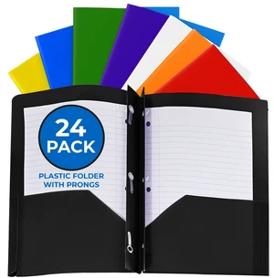 24 Pack Assorted Colors Plastic Folders with Pockets Heavy Duty. 2 Pocket Folder with Prongs Bulk. Tear-Resistant Letter Size 8.5x11. Presentation Ready School and Office Supplies 24 Pack Assorted Colors Plastic Folders with Pockets Heavy Duty. 2 Pocket Folder with Prongs Bulk. Tear-Resistant Letter Size 8.5x11. Presentation Ready School and Office Supplies