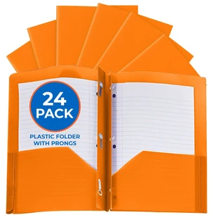 24 Pack Orange Plastic Folders with Pockets Heavy Duty. 2 Pocket Folder with Prongs Bulk. Tear-Resistant Letter Size 8.5x11. Presentation Ready School and Office Supplies 24 Pack Orange Plastic Folders with Pockets Heavy Duty. 2 Pocket Folder with Prongs Bulk. Tear-Resistant Letter Size 8.5x11. Presentation Ready School and Office Supplies