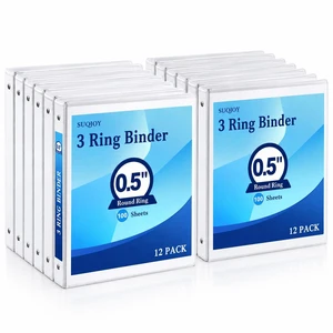 Durable 1/2 Inch 3-Ring Binder, 0.5-inch Round Ring Binder with 2 Inside Pockets, 12 Pack White Binders, Clear View CoverBinder Holds 8.5'' x 11''Paper for Office/Home/Back to School Durable 1/2 Inch 3-Ring Binder, 0.5-inch Round Ring Binder with 2 Inside Pockets, 12 Pack White Binders, Clear View CoverBinder Holds 8.5'' x 11''Paper for Office/Home/Back to School