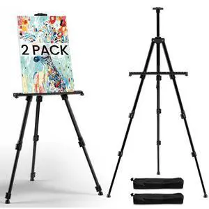 2 Pack 17-66 Inch Art Easel Stand for Painting and Sign, Black Portable folding metal tripod easel for display stand, canvas holder, adults, floor, sign, poster board and travel use 2 Pack 17-66 Inch Art Easel Stand for Painting and Sign, Black Portable folding metal tripod easel for display stand, canvas holder, adults, floor, sign, poster board and travel use