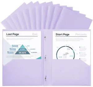 Plastic Project-Folder with 2 Pockets and 3-Prong Fasteners, for US Letter Size, Bulk Pack Color File-Folder for US Letter Size Papers, Ideal for School & Office, (Pastel Purple) Plastic Project-Folder with 2 Pockets and 3-Prong Fasteners, for US Letter Size, Bulk Pack Color File-Folder for US Letter Size Papers, Ideal for School & Office, (Pastel Purple)