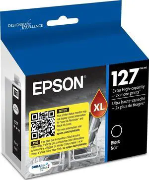 127 DURABrite Ultra Ink Black Cartridge for NX-530, 625, WF-3520, 3530, 3540, 545, 60, 630, 633, 635, 645, 7010, 7510, 7520, 840, 845, Water Resistant 127 DURABrite Ultra Ink Black Cartridge for NX-530, 625, WF-3520, 3530, 3540, 545, 60, 630, 633, 635, 645, 7010, 7510, 7520, 840, 845, Water Resistant
