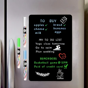 Magnetic Black Dry Erase Board Fridge Chalkboard Sheet 17"x11" Easy to Read with 3 Bright Colors Chalk Markers, Flexible Refrigerator Magnet Blackboard for Weekly Menu & Grocery List Magnetic Black Dry Erase Board Fridge Chalkboard Sheet 17"x11" Easy to Read with 3 Bright Colors Chalk Markers, Flexible Refrigerator Magnet Blackboard for Weekly Menu & Grocery List