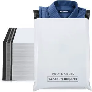 Poly Mailers 14.5x19 Inch 300Pack Large Shipping Bags for Clothing Self Seal Waterproof Shipping Envelopes for Clothes Thick Mailing Packaging Bags for Small Business E-commerce in White Poly Mailers 14.5x19 Inch 300Pack Large Shipping Bags for Clothing Self Seal Waterproof Shipping Envelopes for Clothes Thick Mailing Packaging Bags for Small Business E-commerce in White