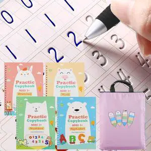 Upgraded Large Size Magic Practice Copybook for Kids, Reusable Writing Practice Book, Preschool Copybook (4 Books with Pens) - Pink Bag Upgraded Large Size Magic Practice Copybook for Kids, Reusable Writing Practice Book, Preschool Copybook (4 Books with Pens) - Pink Bag