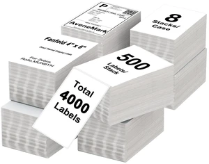 8 Stacks 4000 Labels 4" x 6" Fanfold Direct Thermal Labels, Postage Shipping Labels Paper with Perforated, Strong Adhesive Label for Zebra, Rollo, MUNBYN Thermal Printer,500 Labels per Stack 8 Stacks 4000 Labels 4" x 6" Fanfold Direct Thermal Labels, Postage Shipping Labels Paper with Perforated, Strong Adhesive Label for Zebra, Rollo, MUNBYN Thermal Printer,500 Labels per Stack