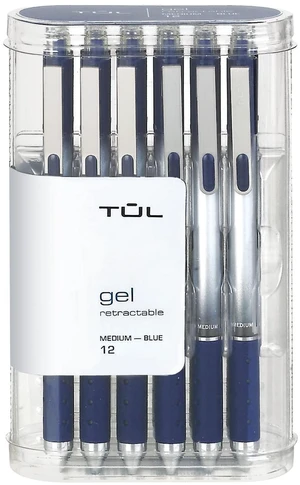 Gel Pens, Retractable, Medium Point, 0.7 mm, Gray Barrel, Blue Ink, Pack Of 12 Gel Pens, Retractable, Medium Point, 0.7 mm, Gray Barrel, Blue Ink, Pack Of 12