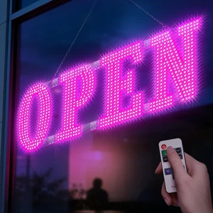 40'' × 14'' Large LED Open Signs for buiness with Remote, 14 Scene Modes Unique Design Light Up Sign for Window Store Retail Restaurant Pink 40'' × 14'' Large LED Open Signs for buiness with Remote, 14 Scene Modes Unique Design Light Up Sign for Window Store Retail Restaurant Pink