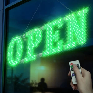 LED Open Sign for Business, 40" x 14" Large Bright Open Sign with Remote Control, 14 Flashing Modes, Adjustable Brightness & Speed, for Storefront Window Glass Door (Green) LED Open Sign for Business, 40" x 14" Large Bright Open Sign with Remote Control, 14 Flashing Modes, Adjustable Brightness & Speed, for Storefront Window Glass Door (Green)