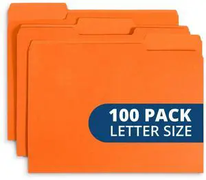 100 File Folders, Letter Size, 1/3 Cut Tab, Orange Durable 11pt Uncoated Paper, 1/3 Cut Top Tab, Assorted Tab Positions, for Office, School, and Home Filing 100 File Folders, Letter Size, 1/3 Cut Tab, Orange Durable 11pt Uncoated Paper, 1/3 Cut Top Tab, Assorted Tab Positions, for Office, School, and Home Filing