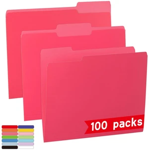 100 Packs File Folder,Rose Red File Folders Letter Size 1/3-Cut Tabs,8.5x11" File Folders for Office,School and Home,Organizer Folder 100 Packs File Folder,Rose Red File Folders Letter Size 1/3-Cut Tabs,8.5x11" File Folders for Office,School and Home,Organizer Folder