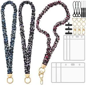 Scrunchie Lanyards for ID Badges, Stretchy Lanyard for Women - Teacher Nurse Neck Lanyard with Card Holder for Office, School, Hospital & Cruise, Leopard Scrunchie Lanyards for ID Badges, Stretchy Lanyard for Women - Teacher Nurse Neck Lanyard with Card Holder for Office, School, Hospital & Cruise, Leopard