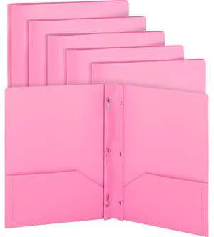 Plastic Folders with Pockets and Prongs Pink - Two Pocket Folder with Brads - 3 Prong Folders with Pockets for Letter Size Sheets, Also Available in Blue, Green, Red, Purple, and Grey, 6 Pc by Plastic Folders with Pockets and Prongs Pink - Two Pocket Folder with Brads - 3 Prong Folders with Pockets for Letter Size Sheets, Also Available in Blue, Green, Red, Purple, and Grey, 6 Pc by