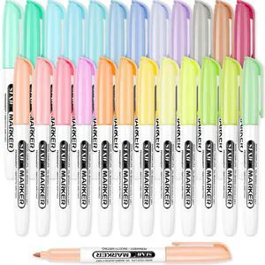 24 Pastel Permanent Markers Fine Point, Art Drawing Coloring Mark Assorted Dreamy Colors, Quick Drying Fade Resistant, Work on Paper, Scrapbook Poster Coloring Book, Office Mark, Art Studio 24 Pastel Permanent Markers Fine Point, Art Drawing Coloring Mark Assorted Dreamy Colors, Quick Drying Fade Resistant, Work on Paper, Scrapbook Poster Coloring Book, Office Mark, Art Studio