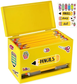 Pencil Dispenser for Classroom, Wooden Pencil Holder, Classroom Teacher Must Have, Pencils Straws Organization & Storage for Classroom Office Kitchen Restaurant (yellow) Pencil Dispenser for Classroom, Wooden Pencil Holder, Classroom Teacher Must Have, Pencils Straws Organization & Storage for Classroom Office Kitchen Restaurant (yellow)