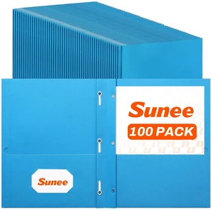 2 Pocket Folders with Prongs (100 Pack, Blue), Paper Folders with 2 Pockets Fit Letter Size Paper, File Folder for School Office Home Business 2 Pocket Folders with Prongs (100 Pack, Blue), Paper Folders with 2 Pockets Fit Letter Size Paper, File Folder for School Office Home Business