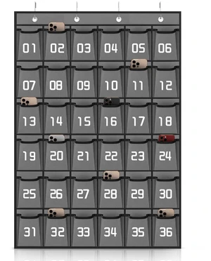 36 Numbered Pockets Classroom Pocket Chart for Cell Phone Holder Wall Door Hanging Pocket Organizer for Phone Calculator Holder, Phone Pouch for School Classroom & Office Phone Management 36 Numbered Pockets Classroom Pocket Chart for Cell Phone Holder Wall Door Hanging Pocket Organizer for Phone Calculator Holder, Phone Pouch for School Classroom & Office Phone Management