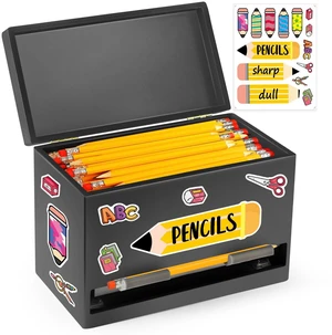 Pencil Dispenser for Classroom, Wooden Desk Pencil Holder, Black Teacher Must Haves, Classroom Organization, Wooden Dispenser for Pencils or Straws, for Offices, Kitchens, Restaurants Pencil Dispenser for Classroom, Wooden Desk Pencil Holder, Black Teacher Must Haves, Classroom Organization, Wooden Dispenser for Pencils or Straws, for Offices, Kitchens, Restaurants