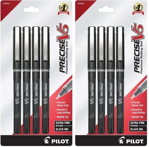 Precise V5,Capped Liquid Ink Rolling Ball Pens,Extra Fine Point 0.5 mm,Black,4 Count (Pack of 2) Precise V5,Capped Liquid Ink Rolling Ball Pens,Extra Fine Point 0.5 mm,Black,4 Count (Pack of 2)