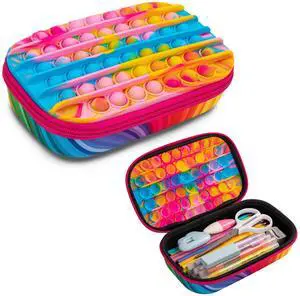 POP Pencil Case for Girls, Silicone Sensory Pencil Box, Rainbow Playful box for kids with tactile top, sturdy crack-proof shell, secure zipper, large capacity holds 60 pens & pencils POP Pencil Case for Girls, Silicone Sensory Pencil Box, Rainbow Playful box for kids with tactile top, sturdy crack-proof shell, secure zipper, large capacity holds 60 pens & pencils