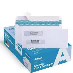#8 Check Envelopes, Double Window Self-Seal Security Envelopes, 500ct Double Window, Security Tint, Self-Seal Closure, 3-5/8 x 8-11/16 in, Business Check Compatible, 500 Count (30180) #8 Check Envelopes, Double Window Self-Seal Security Envelopes, 500ct Double Window, Security Tint, Self-Seal Closure, 3-5/8 x 8-11/16 in, Business Check Compatible, 500 Count (30180)