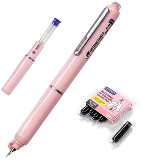 Retractable Fountain Pen Set: Black Ink Fine Nib, 5 Refillable Ink Cartridges Included, No Leaking Smooth Writing for Calligraphy Journaling Gift (Pink) Retractable Fountain Pen Set: Black Ink Fine Nib, 5 Refillable Ink Cartridges Included, No Leaking Smooth Writing for Calligraphy Journaling Gift (Pink)