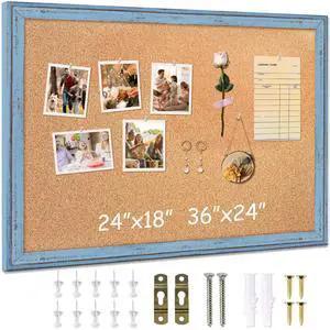 Cork Boards for Walls, 36 X 24 Inches Bulletin Board Decorative Hanging Pin Board Rustic Wooden Frame Vision Board Notice Board for Office Home Decor, Blue Cork Boards for Walls, 36 X 24 Inches Bulletin Board Decorative Hanging Pin Board Rustic Wooden Frame Vision Board Notice Board for Office Home Decor, Blue