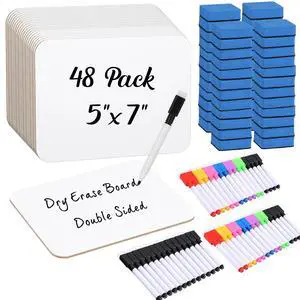 48 Sets Small White Boards Dry Erase 5"x7" Mini Double Sided Mini White Boards with Markers Erasers Holders, For Students Classroom Teacher Practice, Portable Personal Writing Surfaces 48 Sets Small White Boards Dry Erase 5"x7" Mini Double Sided Mini White Boards with Markers Erasers Holders, For Students Classroom Teacher Practice, Portable Personal Writing Surfaces