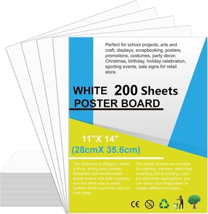 200 Pcs Poster Board White Poster Paper Bulk 11x14, 250Gsm Thickness Vision Boards Smart Posterboard for School Arts Craft Projects Presentations Drawing Scrapbooking Blank Graphic Display 200 Pcs Poster Board White Poster Paper Bulk 11x14, 250Gsm Thickness Vision Boards Smart Posterboard for School Arts Craft Projects Presentations Drawing Scrapbooking Blank Graphic Display