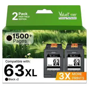 63XL Black Ink Cartridge Compatible for HP 63 Black Ink Cartridge 2-Black 63 XL for HP Envy 4520 4512 Officejet 3830 4650 4655 4652 5258 5255 5252 5222 5255 Deskjet 1112 2130 2132 3630 63XL Black Ink Cartridge Compatible for HP 63 Black Ink Cartridge 2-Black 63 XL for HP Envy 4520 4512 Officejet 3830 4650 4655 4652 5258 5255 5252 5222 5255 Deskjet 1112 2130 2132 3630