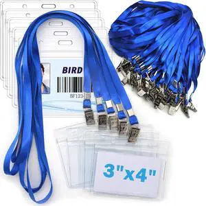 4x3 Name Tags Badge Holder with Lanyard 50 Pack Waterproof Horizontal ID Badge Holder and 50 Pcs Lanyards Nametag for Conferences, Events, and Meetings (Blue, 4 X 3 inches) 4x3 Name Tags Badge Holder with Lanyard 50 Pack Waterproof Horizontal ID Badge Holder and 50 Pcs Lanyards Nametag for Conferences, Events, and Meetings (Blue, 4 X 3 inches)