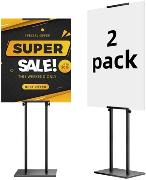 2Pack Display Stand Sign Holder, Heavy Duty Adjustable Poster Stand Pedestal Sign Stand with Non-Slip Base, Up to 75inch, Double-Sided for Board & Foam Sign, Fit Wedding, Restaurant, Business 2Pack Display Stand Sign Holder, Heavy Duty Adjustable Poster Stand Pedestal Sign Stand with Non-Slip Base, Up to 75inch, Double-Sided for Board & Foam Sign, Fit Wedding, Restaurant, Business