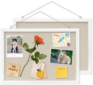 Cork Board with Linen White 2Pack,Bulletin Board 17"x12" Hanging Corkboards for Office Home School Message Board or Vision Board Decoration Cork Board with Linen White 2Pack,Bulletin Board 17"x12" Hanging Corkboards for Office Home School Message Board or Vision Board Decoration