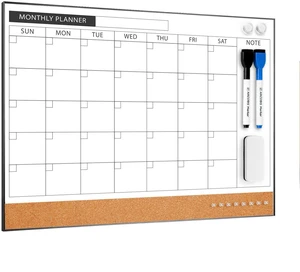 Dry Erase Calendar with Cork Board for Wall 11.6"x 15.7" Magnetic Calendar Whiteboard with Black Frame, Monthly Combination Board for School, Home, Office Dry Erase Calendar with Cork Board for Wall 11.6"x 15.7" Magnetic Calendar Whiteboard with Black Frame, Monthly Combination Board for School, Home, Office