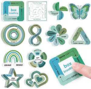 36 Pcs Sensory Stickers with Different Textures for Calming Anxiety Green Box Breathing, Mindfulness, Texture Mental Health Fidget Strips, Anxiety Relief Items for Classroom Therapy Office 36 Pcs Sensory Stickers with Different Textures for Calming Anxiety Green Box Breathing, Mindfulness, Texture Mental Health Fidget Strips, Anxiety Relief Items for Classroom Therapy Office