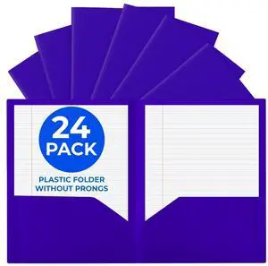 24 Pack Purple Plastic Folders with Pockets Heavy Duty. 2 Pocket Folder no Prongs Bulk. Tear-Resistant Letter Size 8.5x11. Presentation Ready School and Office Supplies 24 Pack Purple Plastic Folders with Pockets Heavy Duty. 2 Pocket Folder no Prongs Bulk. Tear-Resistant Letter Size 8.5x11. Presentation Ready School and Office Supplies