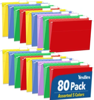 80 Pack Hanging File Folders, Colored Hanging File Folders Letter Size with 1/5 Cut Adjustable Tabs, File Cabinet Folders for Office, School, Home 80 Pack Hanging File Folders, Colored Hanging File Folders Letter Size with 1/5 Cut Adjustable Tabs, File Cabinet Folders for Office, School, Home