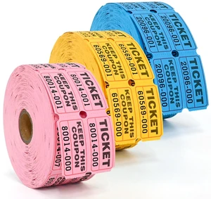 L LIKED 3000 Pairs 2"x2" Blue,Yellow & Blue Double Roll Raffle Tickets Consecutively Numbered 50/50 Stub Design, Great for Door Prizes & Prize Drawings L LIKED 3000 Pairs 2"x2" Blue,Yellow & Blue Double Roll Raffle Tickets Consecutively Numbered 50/50 Stub Design, Great for Door Prizes & Prize Drawings