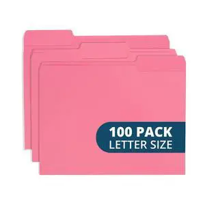100 Pink File Folders, Letter Size, 1/3 Cut Tab, 11pt Durable 11pt Pink Paper, 1/3 Cut Tabs, Holds Letter Size Documents, Home and Office Color Coded Filing 100 Pink File Folders, Letter Size, 1/3 Cut Tab, 11pt Durable 11pt Pink Paper, 1/3 Cut Tabs, Holds Letter Size Documents, Home and Office Color Coded Filing