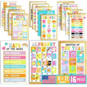 16 Laminated Toddler Learning Posters 1-3 for Preschool Classroom Decor Gold Learning Posters for Toddlers 1-3, Homeschool Room Decor for Toddler Wall Activity, Kindergarten Classroom Must Haves 16 Laminated Toddler Learning Posters 1-3 for Preschool Classroom Decor Gold Learning Posters for Toddlers 1-3, Homeschool Room Decor for Toddler Wall Activity, Kindergarten Classroom Must Haves