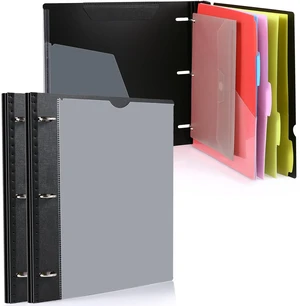 2-Pack Telescoping Project Organizer, 1 Inch 3 Ring Binder, Black Includes Customizable Cover / Tabbed Catalog Pocket / 5-Tab Pocket Dividers / 1 Plastic Pocket in Each Binder 2-Pack Telescoping Project Organizer, 1 Inch 3 Ring Binder, Black Includes Customizable Cover / Tabbed Catalog Pocket / 5-Tab Pocket Dividers / 1 Plastic Pocket in Each Binder