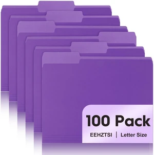 100-Pack Color File Folders, 1/3 Cut Tab, Letter Size Manilla Folder for School/Office/Classroom, Purple 100-Pack Color File Folders, 1/3 Cut Tab, Letter Size Manilla Folder for School/Office/Classroom, Purple