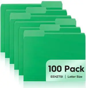 100-Pack Color File Folders, 1/3 Cut Tab, Letter Size Manilla Folder for School/Office/Classroom, Green 100-Pack Color File Folders, 1/3 Cut Tab, Letter Size Manilla Folder for School/Office/Classroom, Green